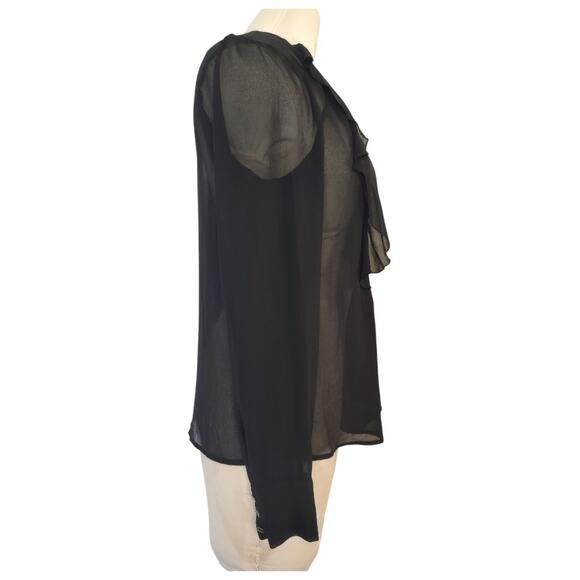 WhoWhatWear Sheer Black Blouse Size XS Formal Work School Academia Ruffles - Picture 5 of 9